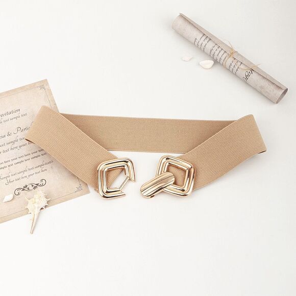 2/$21 25.5 Inch Cream Tan Ladies Stylish Stretch Belt - Picture 2 of 5